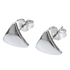 Stainless Steel Color 201 Stainless Steel Stud Earrings, with 304 Stainless Steel Pins, Plain Triangle, Stainless Steel Color, 9x10mm