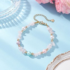 White Moonstone Браслеты из бусин с натуральным белым лунным камнем для женщин, с полированной ракушечной жемчужиной, 8~8-1/4 дюйм (20.3~20.9 см)