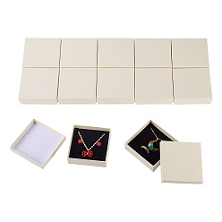 Квадрат 12шт. картонные бумажные коробки для хранения ювелирных изделий с губкой, подарочная упаковка, бежевые, квадратный, 9.2x9.2x2.9 см