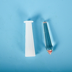 Белый Силиконовые формы с маятниковым кристаллом, кулоны кристаллы кварца формы, для уф-смолы, изготовление ювелирных изделий из эпоксидной смолы, белые, 1.9x7 см, Внутренний диаметр: 0.9 cm