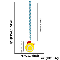 Цыпленок Подвеска из фетра на пасхальную тематику, цепочка из пластиковых шариков для детей., желтые, цыпленок, 16.54 дюйм (42 см), Кулон : длиной 76 мм 