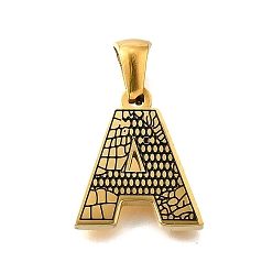 Letter A Золотые подвески 304 из нержавеющей стали, образец коры, буква a, 16.5x14.5x2.5 мм, отверстие : 5.5x3 мм