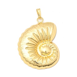 Настоящее золото 18K Латунные подвески, подвески в форме раковины, долговечный, стойки покрытие, без кадмия и без свинца, реальный 18 k позолоченный, 41x30x6 мм, отверстие : 7x4 мм