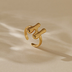 Letter N Латунные кольца-манжеты для женщин, буквы, долговечный, золотые, Письмо N, внутренний диаметр: регулируемый