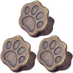 Antique Bronze 3Pcs Paw Print Zinc Alloy Clips, for Paper Document, School Office Supplies, Antique Bronze, 28x29.5x21mm