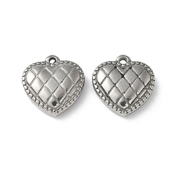 Нержавеющая Сталь Цвет 304 подвески из нержавеющей стали, сердце, цвет нержавеющей стали, 15.5x15x4.5 мм, отверстие : 1.6 мм