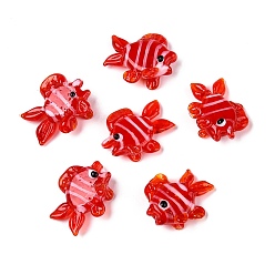 Красный Бусы лэмпворк ручной работы, рыба, красные, 18~23x23~27x8.5~10 мм, отверстие : 1.5 мм, около 21~25 шт / нитка, 16.54~19.69 дюйм (42~50 см)