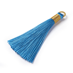 Озёрно--синий Полиэстер кисточкой подвески, Плут синий, 80~83x7~8 мм, отверстие : 5~7 мм