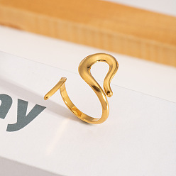 Золотой 304 открытые манжеты из нержавеющей стали для женщин, змея, золотые, 31.5 мм, размер США 7 1/4 (17.5 мм)