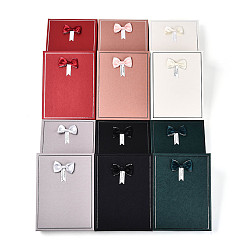 (52) Непрозрачная лаванда 12шт. 6цвета картонные коробки для ювелирных изделий, для ожерелья, Браслеты, кольцо, серьга, с бантиком снаружи и черной губкой внутри, прямоугольные, разноцветные, 16x12x3.1 см, 2 шт / цвет