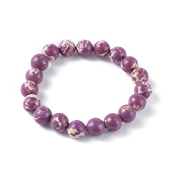 Imperial Jasper Synthetic Regalite Bead Stretch Bracelets, Round, Dyed, Old Rose, 2-1/8 inch~2-3/8 inch(5.5~6cm), Bead: 8mm