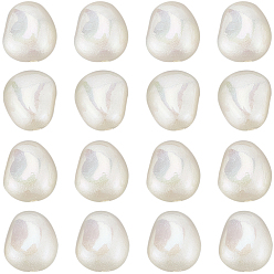 Белый 30шт. окрашенные распылением бусины из АБС-пластика, имитации жемчуга, овальные, окрашенные, с покрытием AB цвета, белые, 16x13.5x10 мм, отверстие : 2 мм