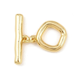 Rhombus Латуни Переключить застежками, без кадмия и без свинца, долговечный, реальный 18 k позолоченный, ромб, 5.5~16.5x14~22.5x2.5~3 мм, отверстие : 1.2~1.8 мм