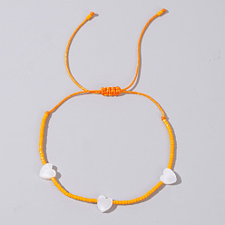 Оранжевый Браслеты из бисера и стеклянных бусин в стиле бохо, украшения из натуральных ракушек для женщин, сердце, оранжевые