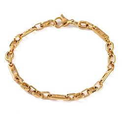 Золотой Вакуумное покрытие pvd 201 браслеты из нержавеющей стали с цепочкой и тросом, с 304 нержавеющей стали застежки, золотые, 8-3/4 дюйм (22.2 см)