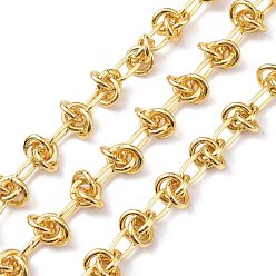 Real 18K Gold Plated Brass Cable Chains, with Spool, Unwelded, Knot, Real 18K Gold Plated, 12x6x1.5mm and 9.5x2mm