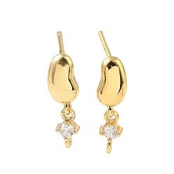 Золотой Изделия из латуни, с микро проложить кубического циркония, без кадмия и без свинца, стойки покрытие, долговечный, золотые, 19x6 мм