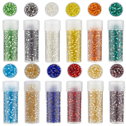 (52) Непрозрачная лаванда 12 раскрашивает круглые стеклянные бусины, круглые, с 24шт. прозрачных пластиковых многоразовых бутылок, разноцветные, 3 мм