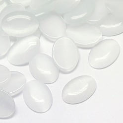 Белый Кабошоны кошачьего глаза, овальные, белые, 14x10x2.5 мм