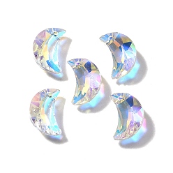 Прозрачный АВ Стеклянные подвески, луна, AB цвет, граненые, ясно AB, 15x10x4.5 мм, отверстие : 1.2 мм