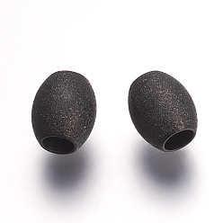 Electrophoresis Black 304 из нержавеющей стали бусы, текстурированные шарики, ионное напыление (IP), овальные, электрофорез черный, 7x6 мм, отверстие : 2.8 мм