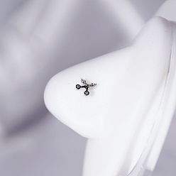 Вишня 201 носовые гвоздики из нержавеющей стали с микропаве из прозрачного кубического циркония, цвет нержавеющей стали, вишня, 7 мм