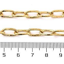 Golden Ion Plating(IP) 304 Stainless Steel Textured Oval Link Chains, Cable Chains, Soldered, with Spool, Golden, 12x6x1.5mm