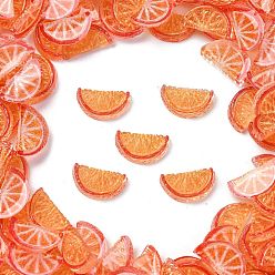 Оранжевый Кабошоны из смолы, ломтик лимона, оранжевые, 7x12.5x2.5 мм