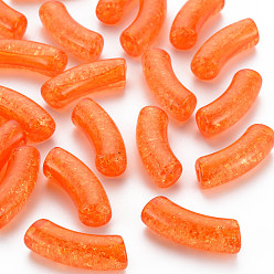 Коралловый Прозрачных бусин акриловые треск, изогнутая трубка, коралл, 35x11.5x13.5 мм, отверстие : 3.5 мм, Около 148 шт / 500 г
