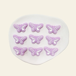 Сливовый Фокальные бусины из пищевого силикона, бабочка, слива, 18x32 мм