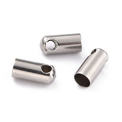 Stainless Steel Color 304 Stainless Steel Cord Ends, End Caps, Stainless Steel Color, 10x4.5mm, Hole: 2mm, Inner Diameter: 3.5mm