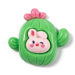 Cactus Opaque Resin Decoden Cabochons, Animal Plants, Rabbit Cactus, 28x30x10.5mm