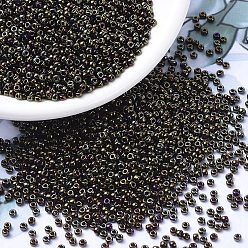 (RR458) Metallic Brown Iris Миюки круглые бусины рокайль, японский бисер, 11/0, (rr 458) металлический коричневый ирис, 2x1.3 мм, Отверстие : 0.8 мм , около 5500 шт / 50 г