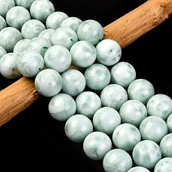Natural Glass Natural Glass Beads Strands, Grade A, Round, Undyed, Aqua Blue, 20mm, Hole: 1.4mm, about 20pcs/strand, 15.5~15.7''(39.37~39.88cm)