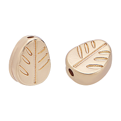 Real 18K Gold Plated Alloy Beads, Leaf, Real 18K Gold Plated, 7x5x2mm, Hole: 0.5mm, 20pcs/box