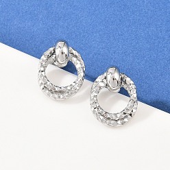 Нержавеющая Сталь Цвет 304 серьги-гвоздики из текстурированной нержавеющей стали, ручная полировка, цвет нержавеющей стали, 17.5x14 мм