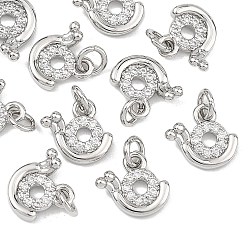 Real Platinum Plated SHEGRACE Brass Clear Cubic Zirconia Charms, Snail Charms, Cadmium Free & Lead Free & Nickel Free, Real Platinum Plated, 8.5x9x1.5mm, Hole: 2.5mm
