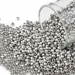 (714F) Metallic Matte Silver TOHO 11/0 Round Beads, Japanese Seed Beads, Matte Nickel Plating, (714F) Metallic Matte Silver, 2.2mm, Hole: 0.8mm, about 50000pcs/pound
