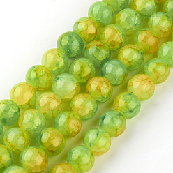 Зелено-Желтый Выпечки окрашенные нити шарик хруст стекла, круглые, зеленый желтый, 8 мм, отверстие : 1.3~1.6 мм, около 100 шт / нитка, 31.4 дюйм