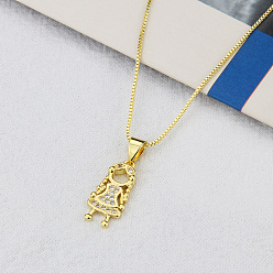 Золотой Латунные микропаве прозрачные кубические цирконии подвески для девочек ожерелья, золотые, 17.32 дюйм (44 см)