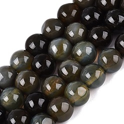 Schwarz Stränge aus Imitations-Glasperlen, Runde, Schwarz, 7.5~8.5 mm, Bohrung: 0.7~0.8 mm, ca. 42~54 Stk. / Strang, 11.81~15.55 Zoll (30~39.5 cm)