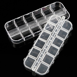 Clear 12 Grids Plastic Bead Containers, for Rhinestone, Nail Art Cabochons, Clear, 13x5x1.5cm