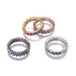 Mixed Color Cubic Zirconia Rings, with Brass Findings, Mixed Color, Size 6, 16.5mm