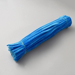 Deep Sky Blue DIY Plush Sticks, with Iron Core, Pipe Cleaners, Kid Craft Material, Deep Sky Blue, 295x6mm, 100pcs/set
