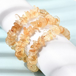 Citrine Heated Natural Citrine Chip Beaded Stretch Bracelets, Inner Diameter: 1.85~ 2.24 inch(4.7~5.7cm)