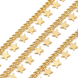 Настоящее золото 18K Латунные цепные цепи, пайки, с катушкой, без кадмия и без свинца, звезда, реальный 18 k позолоченный, 7 мм