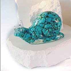 Синтетическая Бирюза Фигурки улиток из смолы, с синтетической бирюзовой крошкой внутри статуэток для украшения домашнего офиса, 70x30x40 мм