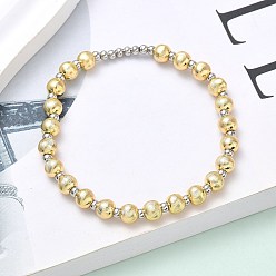Real Gold Plated & Real Platinum Plated Латунные круглые бусины эластичные браслеты для женщин, стойки покрытие, долговечный, без свинца и без кадмия, настоящее золото и платина, внутренний диаметр: 2-1/8 дюйм (5.3 см)