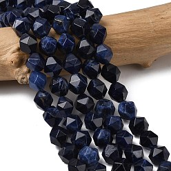 Содалитовое Нити из натуральных бусин содалита, звезды вырезать круглые бусы, граненые, 7~8x7~8x7~8 мм, отверстие : 1 мм, около 46~47 шт / нитка, 14.72''~15'' (37.4~38.1 см)
