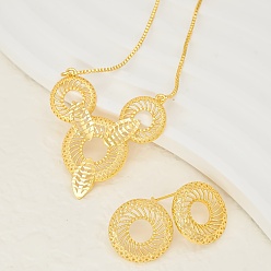 Настоящее золото 18K Элегантные латунные круглые серьги-гвоздики и ожерелья с подвесками для женщин, реальный 18 k позолоченный